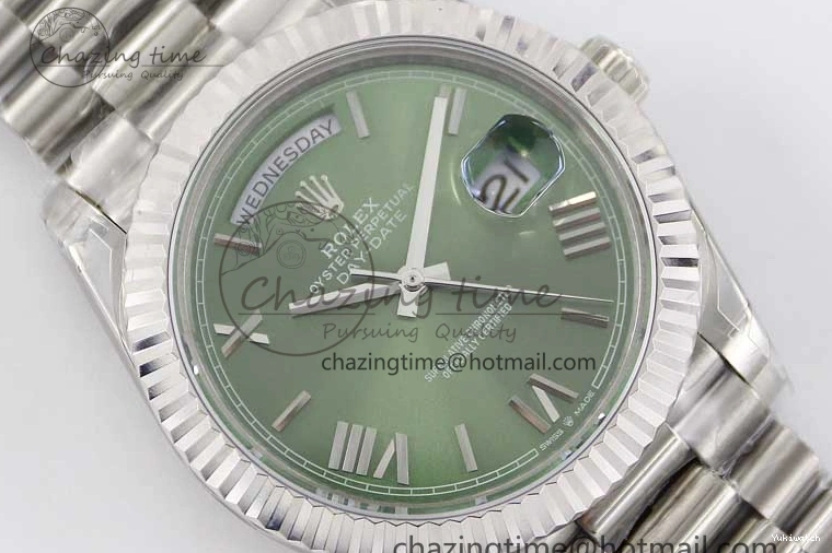 SS 904L Steel 40mm Roman Day Edition Best on 1:1 TWF Green A2836 SS Dial Date Bracelet 0123